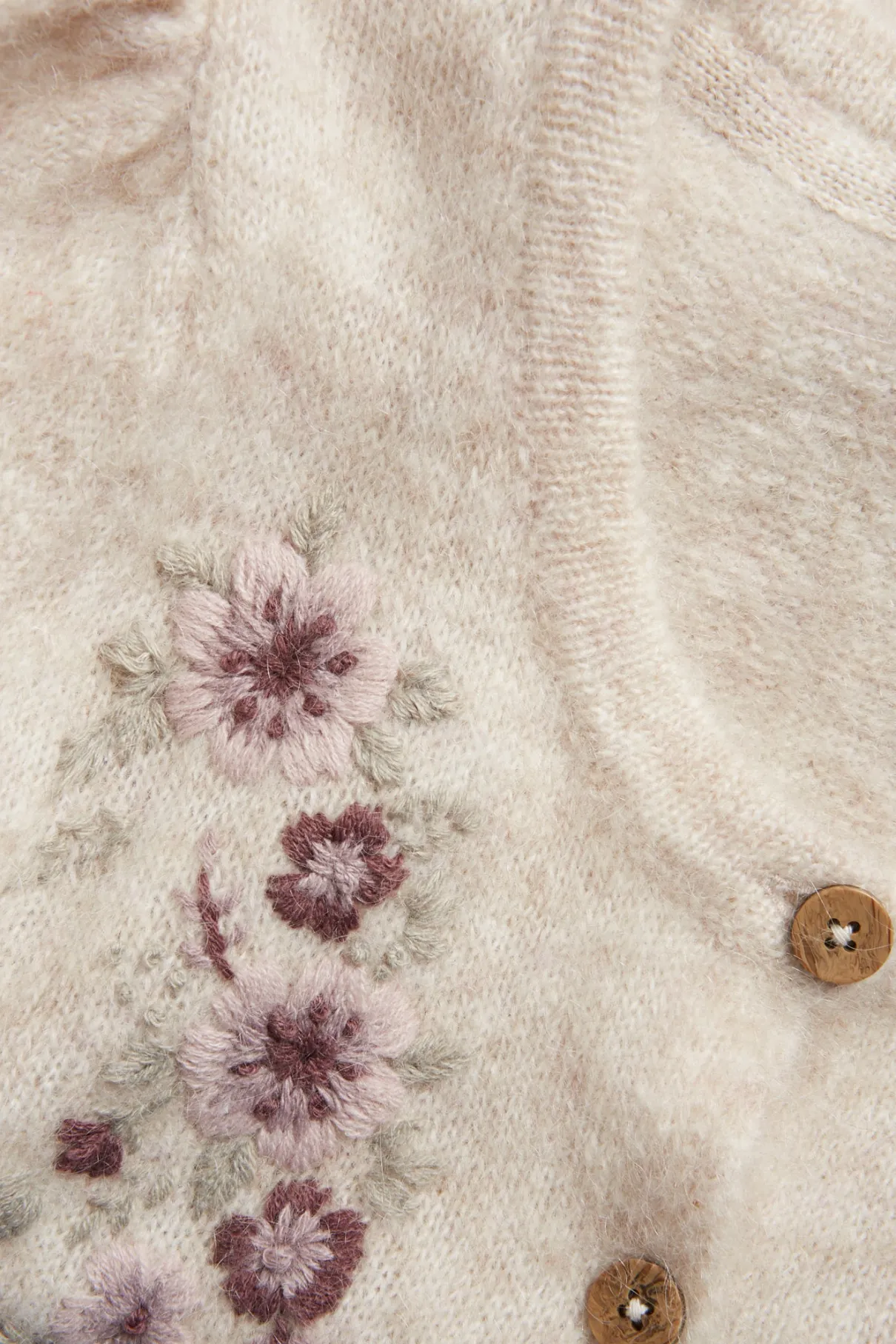 Women's beige wool blended cardigan