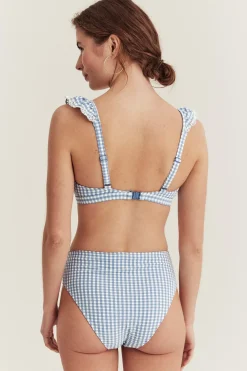 Women's blue checked bikini briefs
