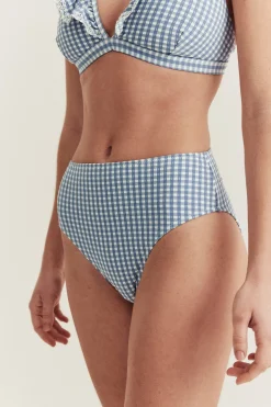 Women's blue checked bikini briefs