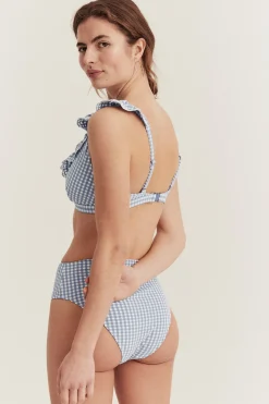 Women's blue checked bikini top