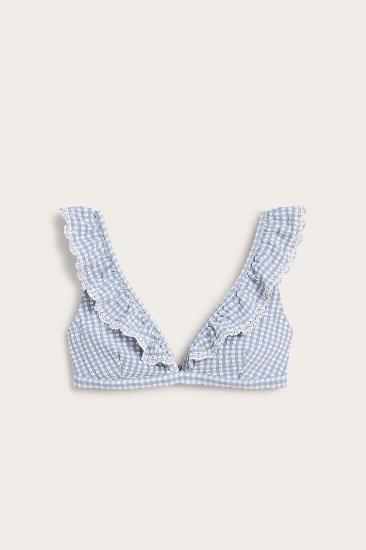 Women's blue checked bikini top