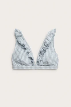 Women's blue checkered bikini top