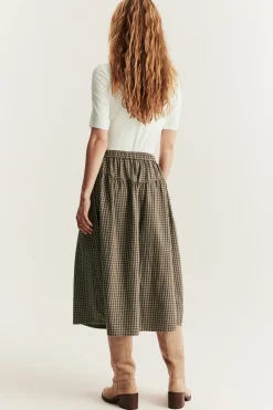 Women's brown checked skirt