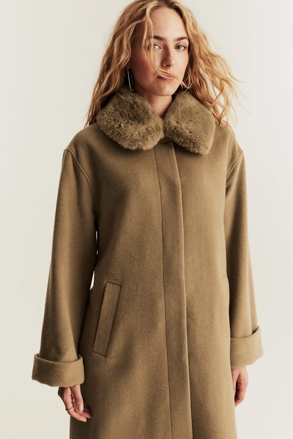 Women's brown wool blended coat
