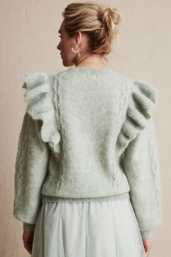 Women's green pattern knitted sweater
