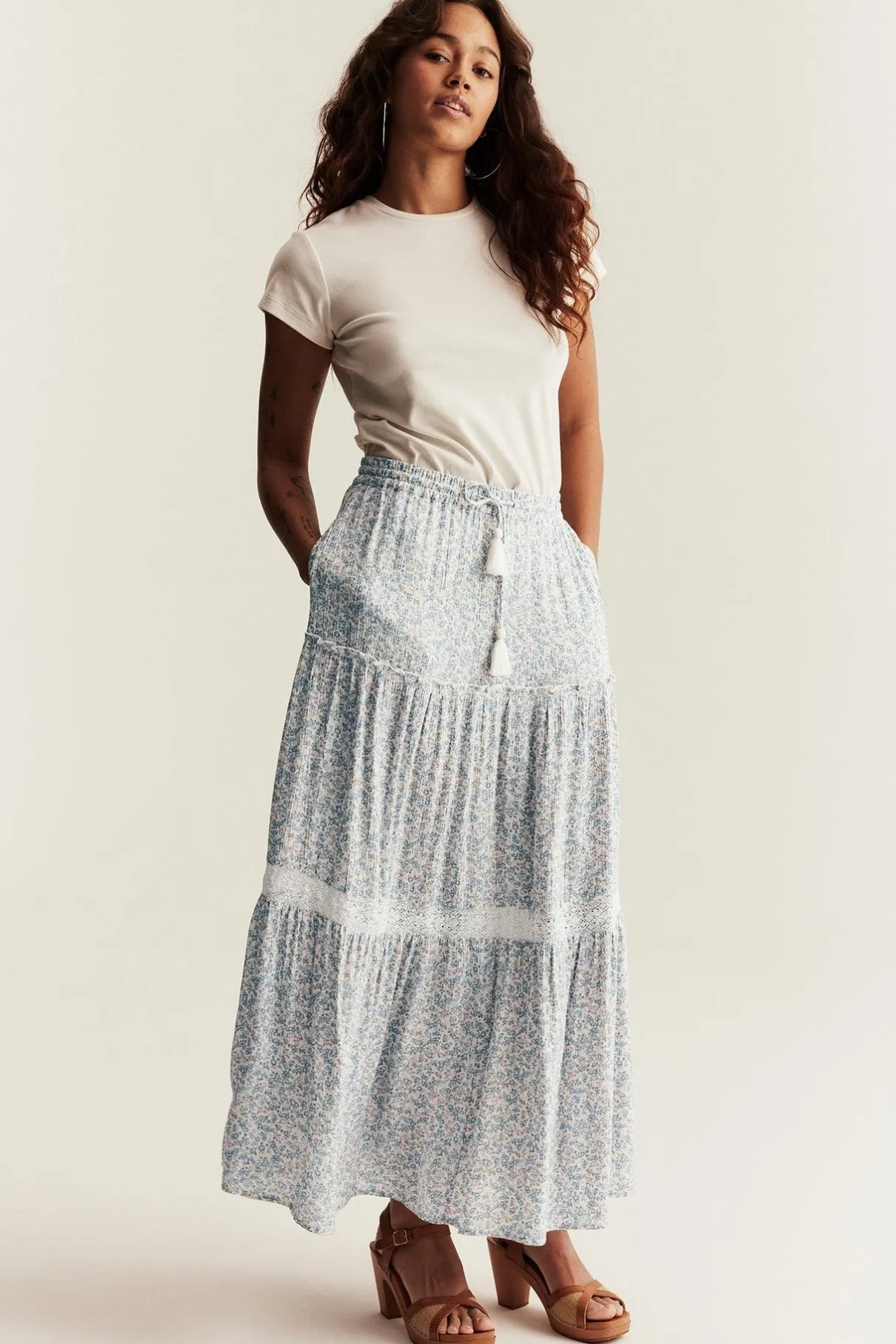 Women's long floral skirt