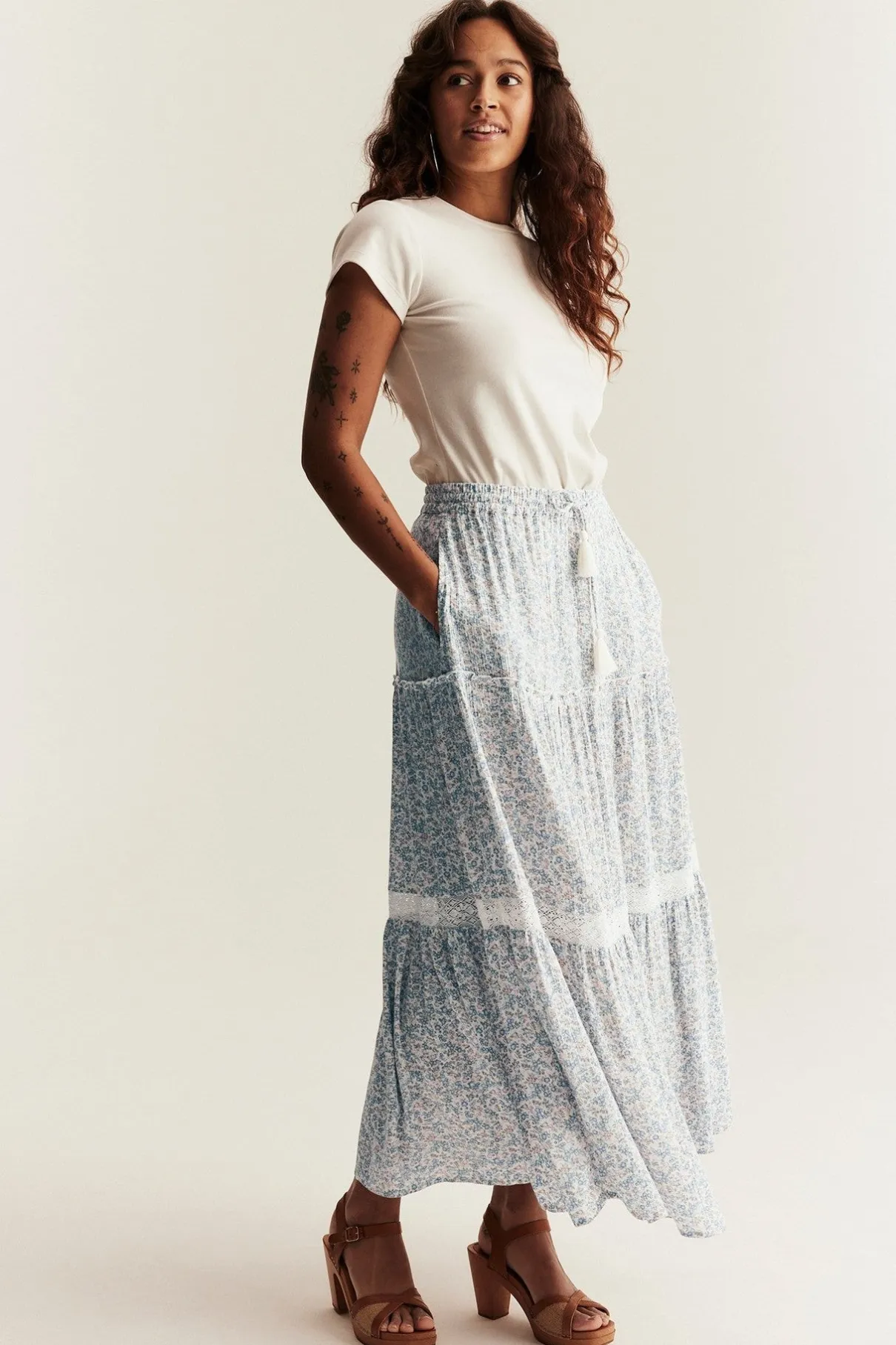 Women's long floral skirt