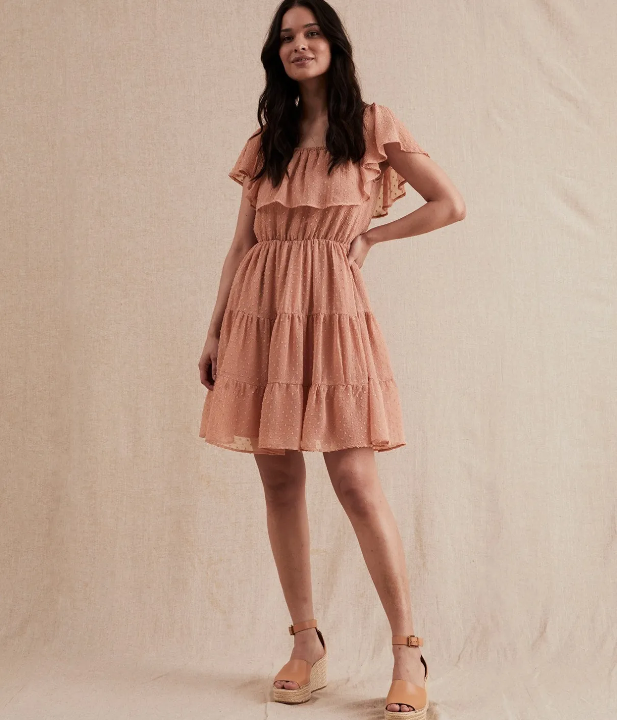 Womens pink chiffon dress