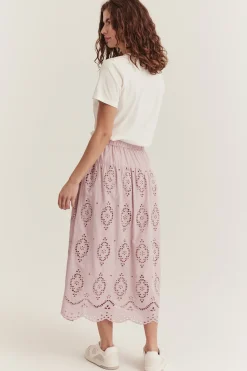 Women's pink embroidered skirt