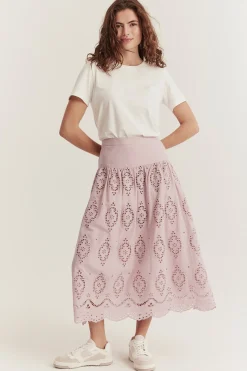Women's pink embroidered skirt