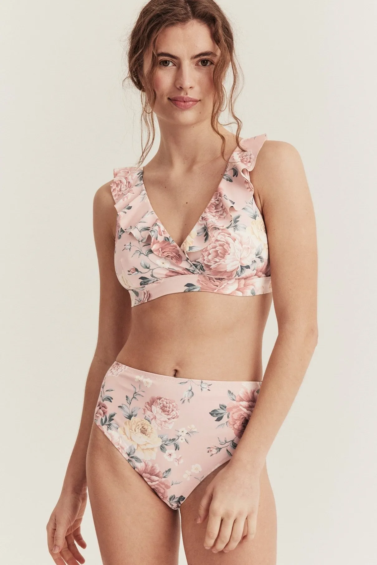 Women's pink floral bikini briefs