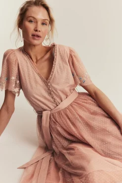 Women's pink mesh dress