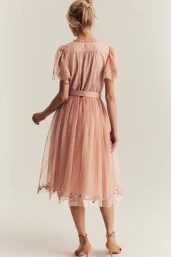Women's pink mesh dress