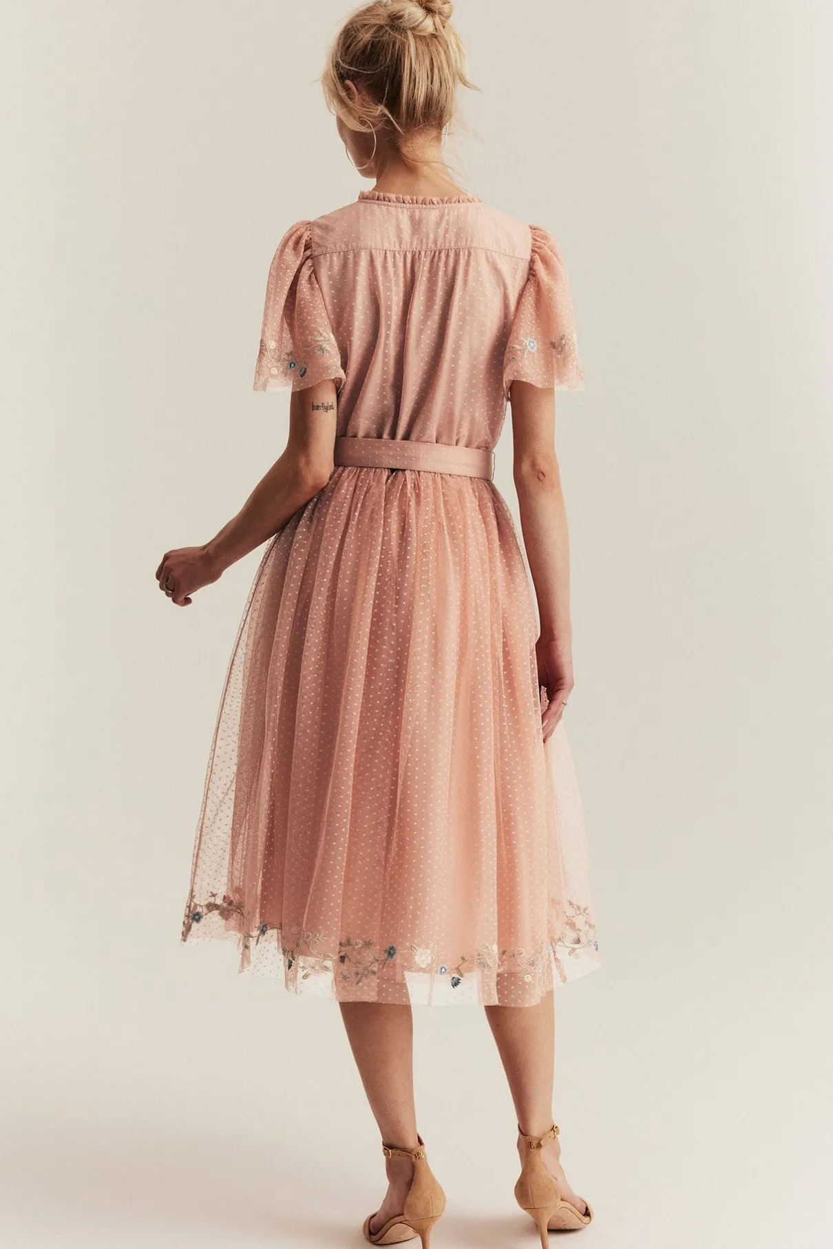 Women's pink mesh dress