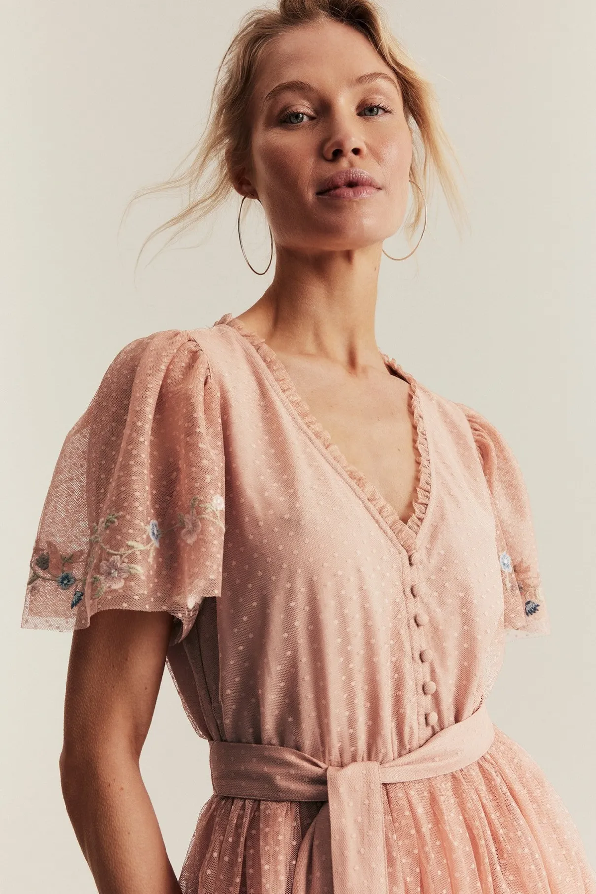Women's pink mesh dress