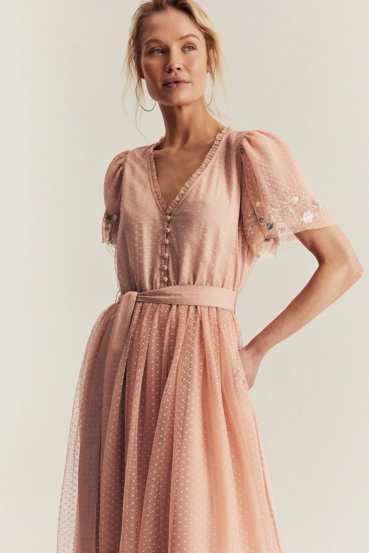 Women's pink mesh dress