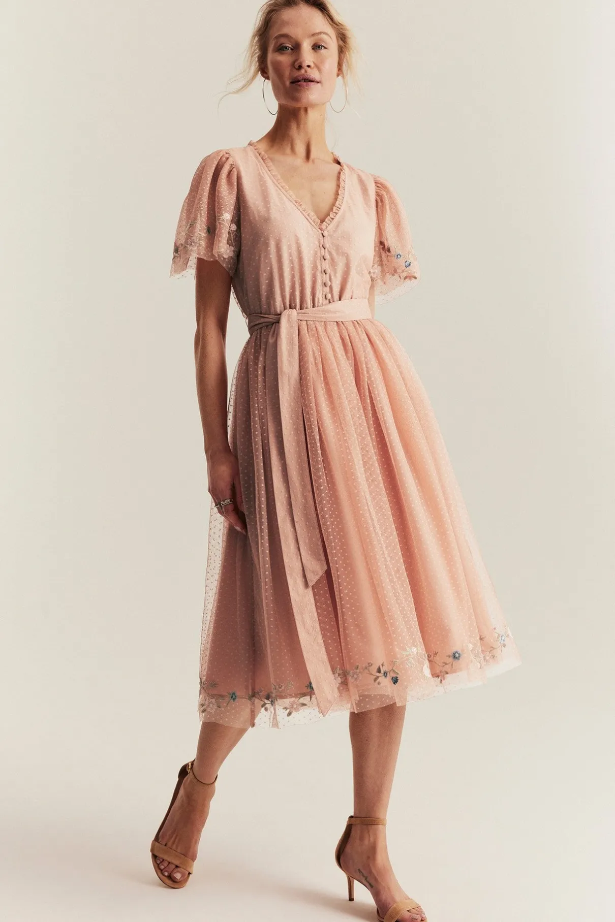 Women's pink mesh dress