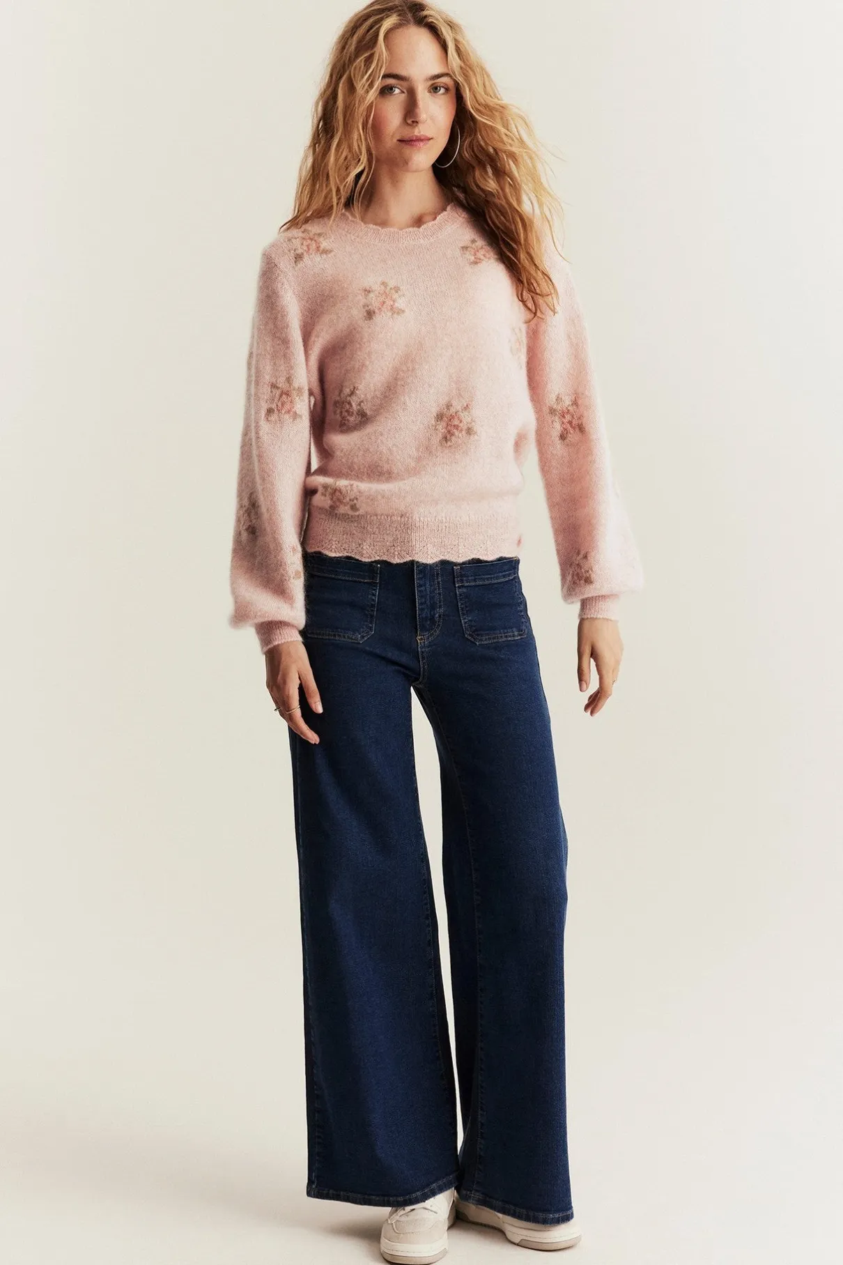 Women's pink wool and mohair-blend jumper