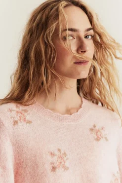 Women's pink wool and mohair-blend jumper