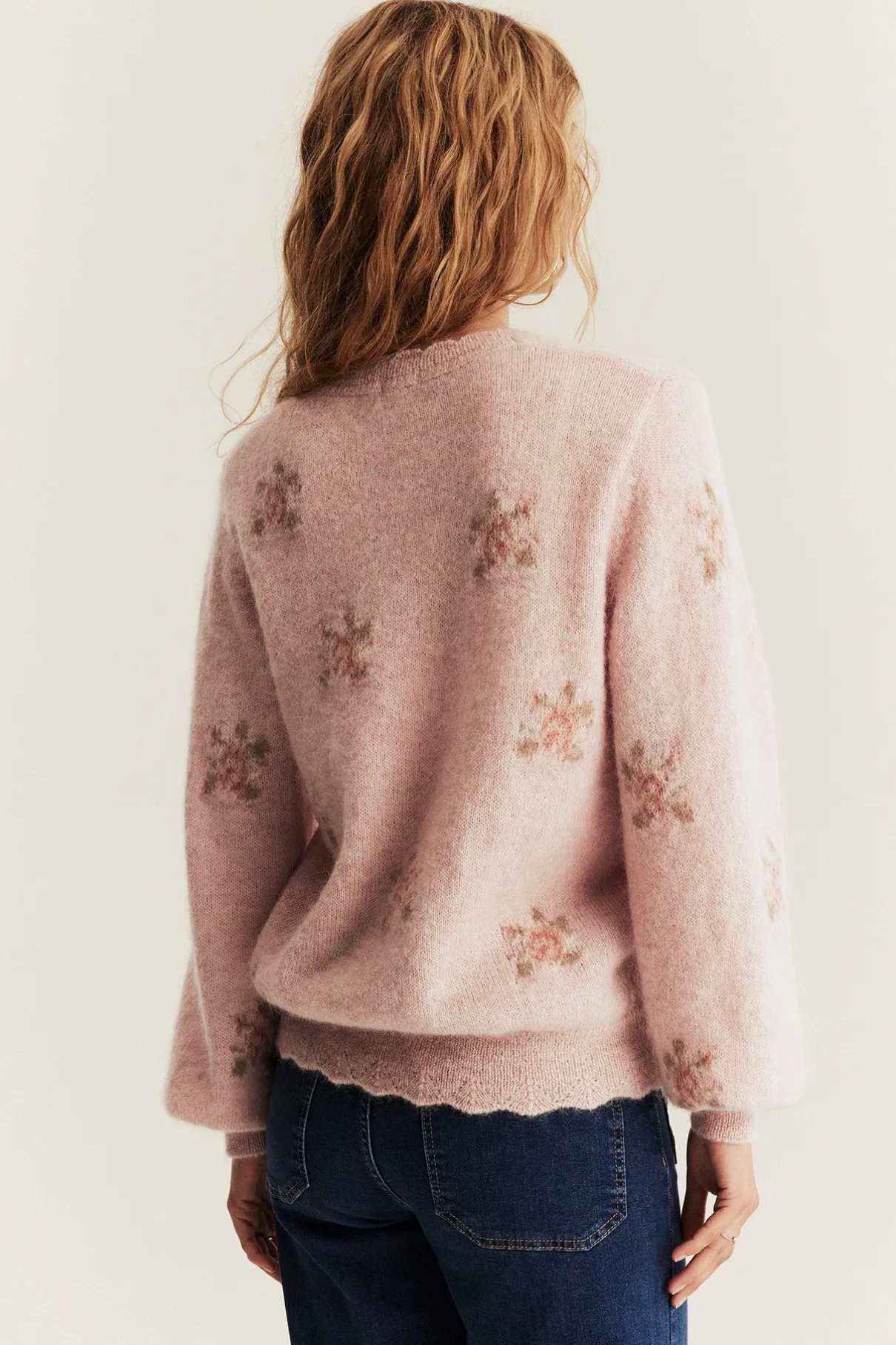 Women's pink wool and mohair-blend jumper
