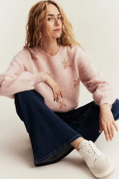 Women's pink wool and mohair-blend jumper