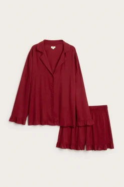 Women's red frill pyjamas