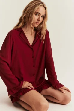 Women's red frill pyjamas