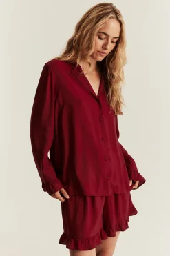 Women's red frill pyjamas