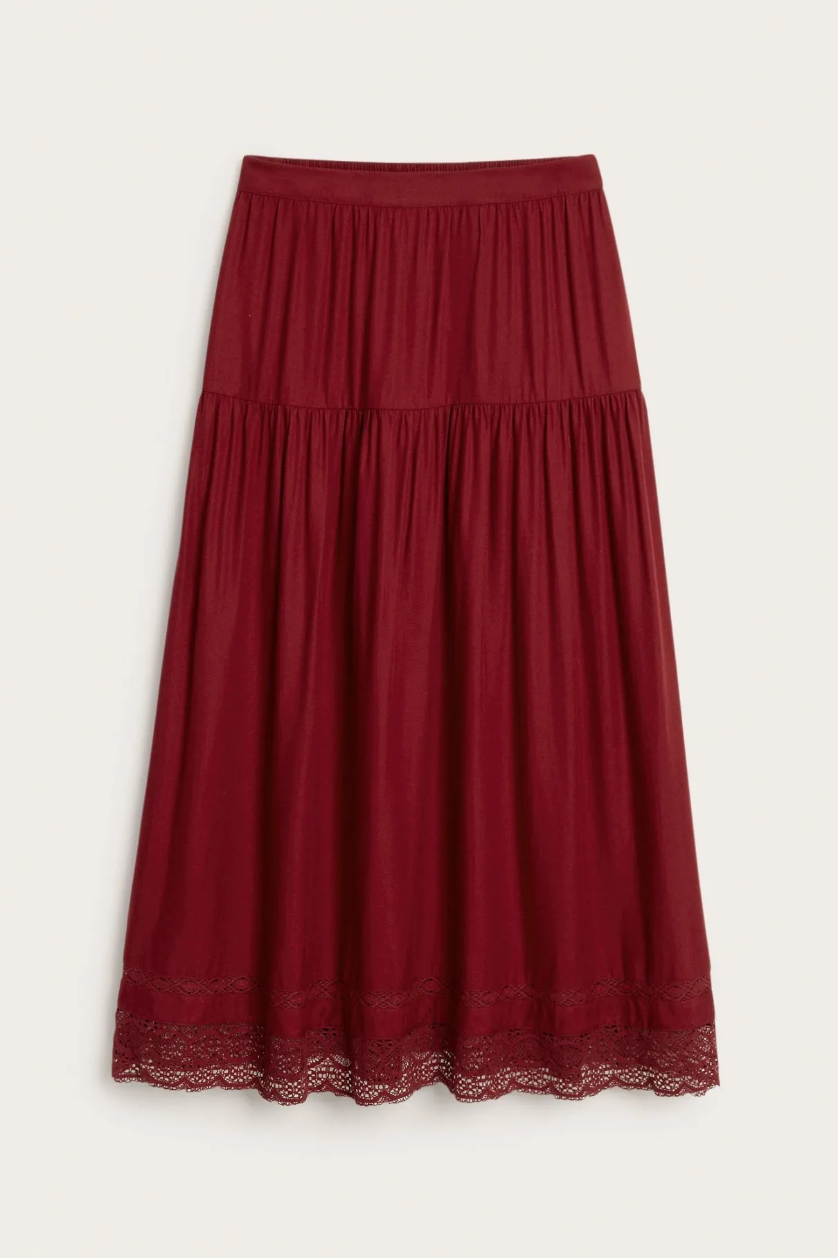 Women's red skirt with lace details