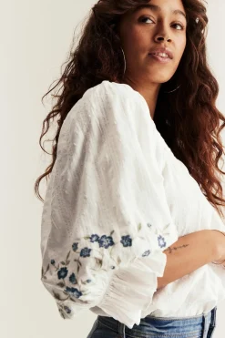 Women's white embroidered blouse