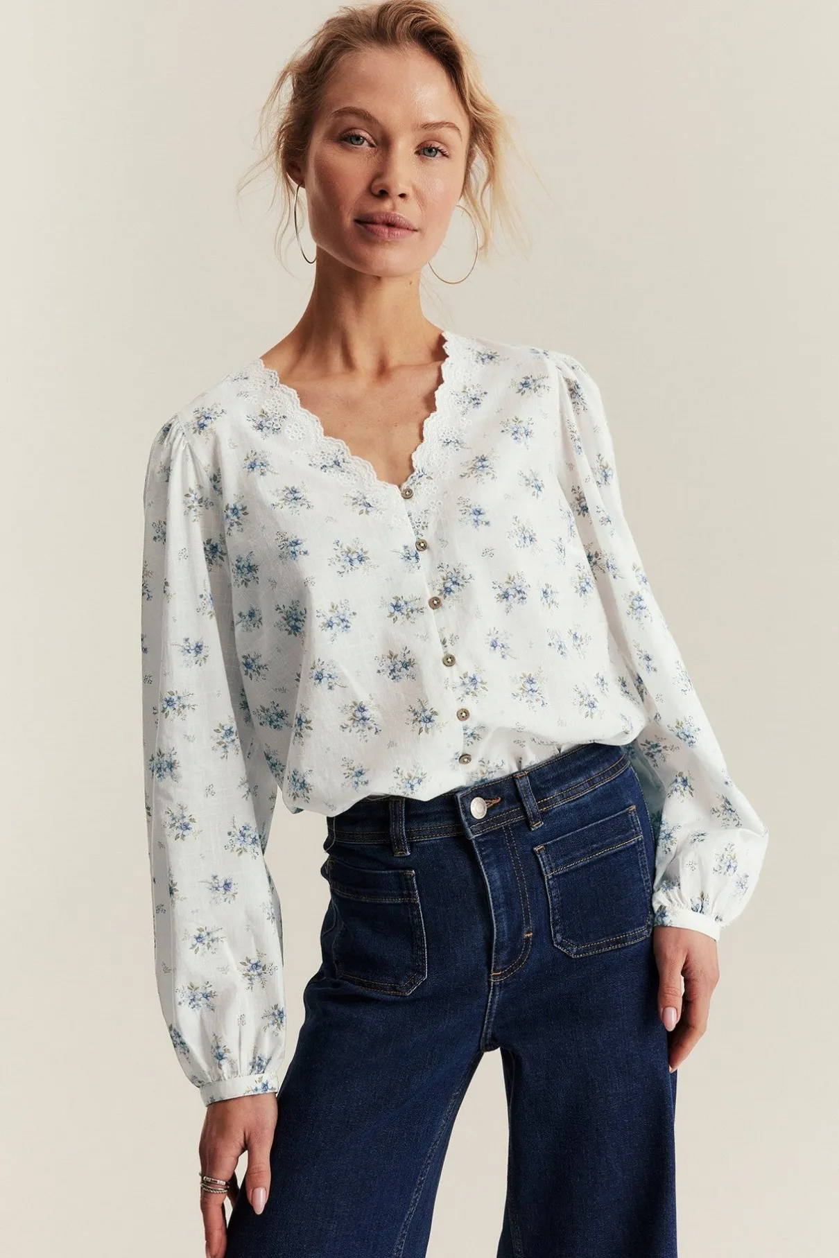 Women's white floral blouse