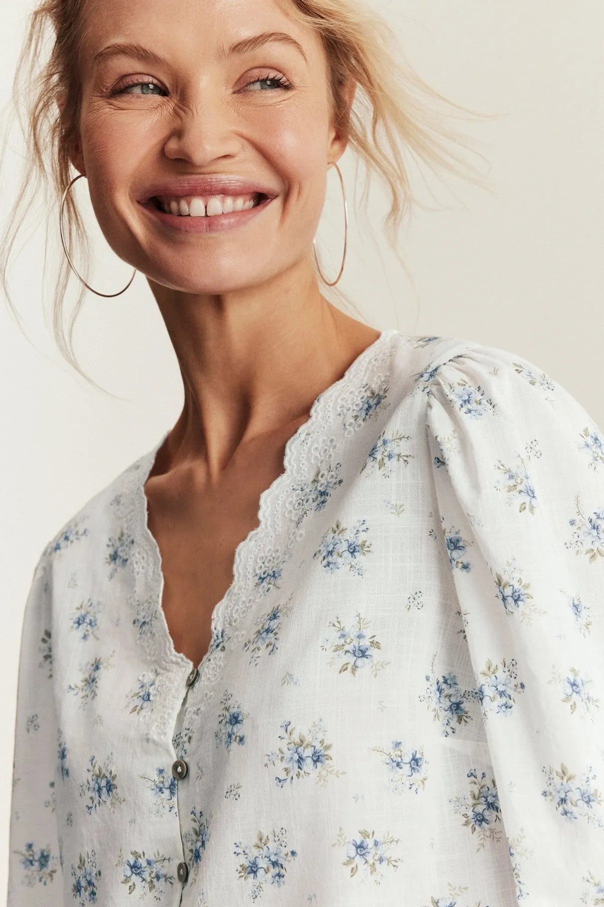 Women's white floral blouse