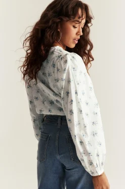 Women's white floral blouse