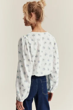 Women's white floral blouse