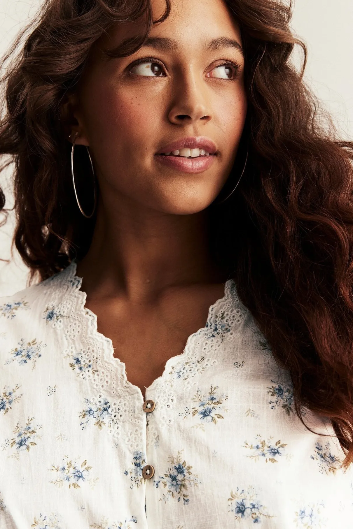 Women's white floral blouse