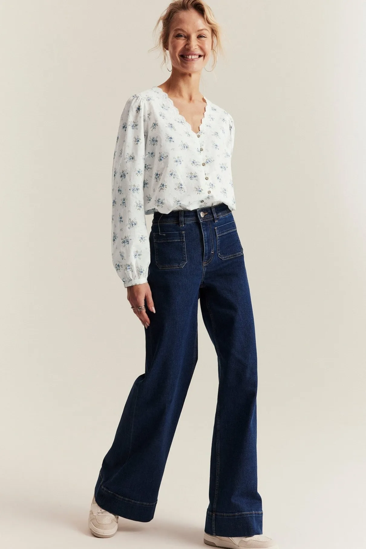 Women's white floral blouse
