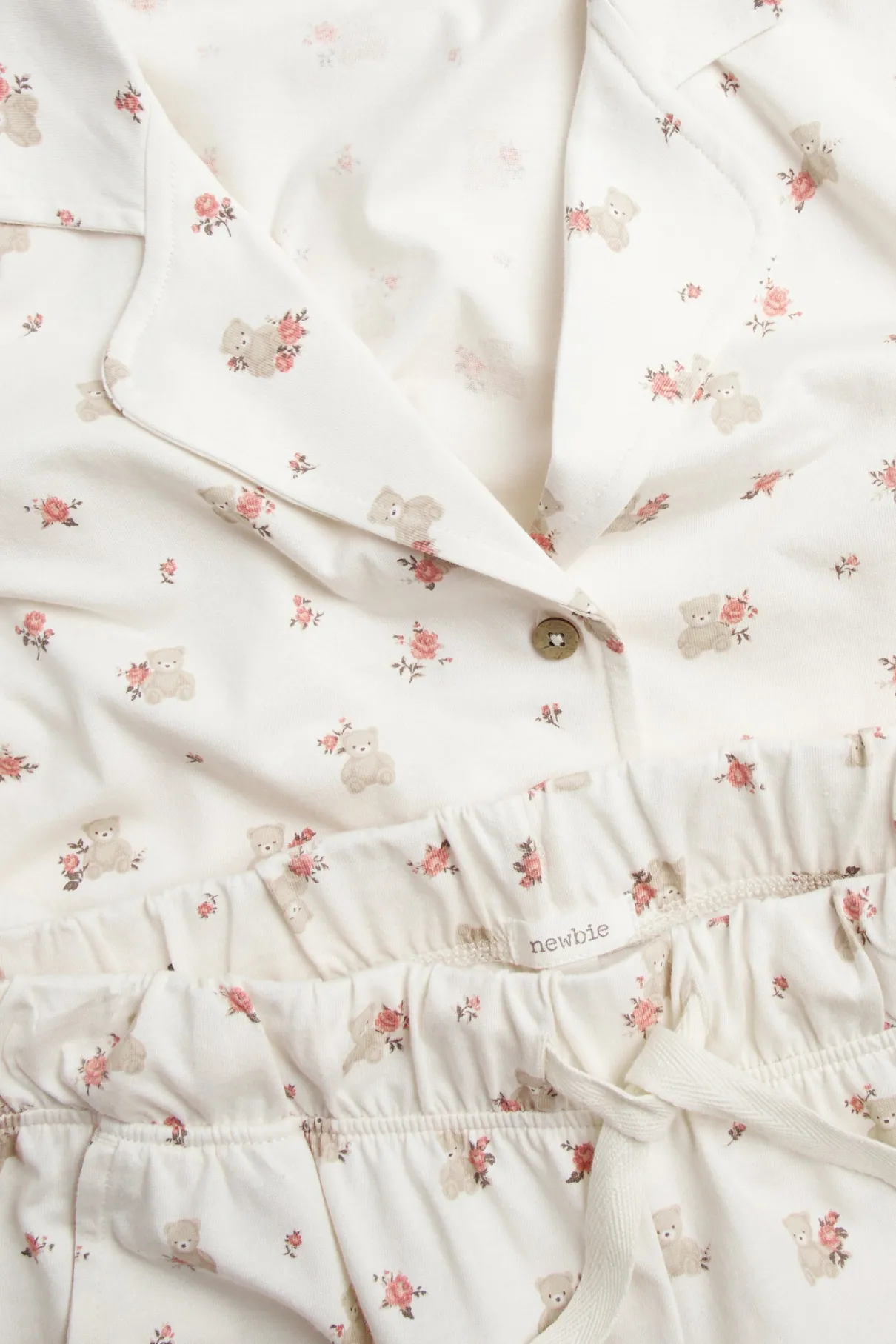 Women's white floral teddy bear pyjamas