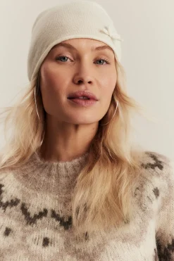 Women's white wool and cashmere blend hat