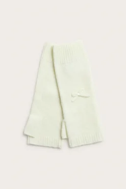 Women's white wool and cashmere blend wrist warmers