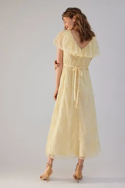 Women's yellow embroidery dress