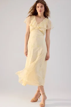 Women's yellow embroidery dress