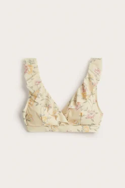 Women's yellow floral bikini top